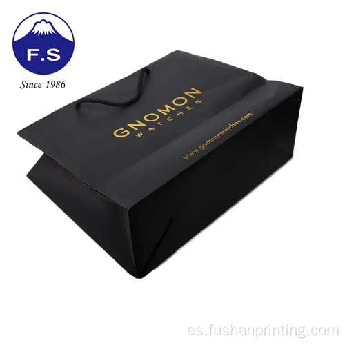 Bolsa de papel Kraft Black Kraft logotipo de aluminio de oro